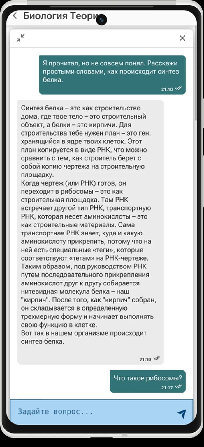 Cyber Repetitor: ответ ИИ-репетитора в чате